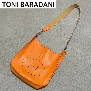 TONI BARADANI Schultertasche Tasche Handtasche Leder in orange gebraucht guter Zustand JPN! - Bild 1 von 11