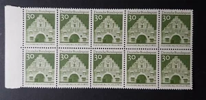 West Germany: 12 Centuries of Architecture; 30pf block of 10; mounted mint - Picture 1 of 2