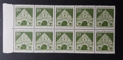West Germany: 12 Centuries of Architecture; 30pf block of 10; mounted mint - Image 1 of 2