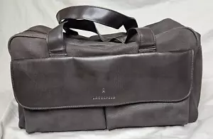 Karl Lagerfeld Duffle Bag Brown Faux Leather Travel Double Top Handles Gym Bag - Picture 1 of 9