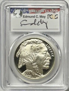 2001-P 1 $ Silber Buffalo PCGS PR-70 DCAM Edmund C.Moy - Bild 1 von 4