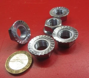 Acero al zinc, tuerca hexagonal dentada con brida derecha, 7/16"-20 x 11/16" x 25/64" 50 piezas - Imagen 1 de 3