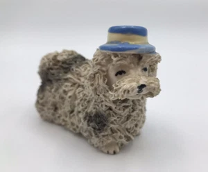 Vintage Spaghetti Noodle Shaggy Poodle Dog Figurine  with Blue Top Hat. - Picture 1 of 7