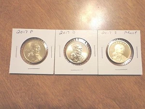 2017 P D S Sacagawea Dollar Proof Native American 3 Coin Set Lot  PDS - Picture 1 of 2