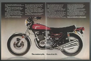 1973 KAWASAKI Z-1 motorcycle 2-page advertisement, Kawasaki bike print ad - Bild 1 von 3