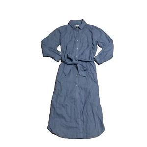 Aerie Long Sleeve Chambray Button Down Shirt Dress Belted Pockets Women’s Small - Picture 1 of 6