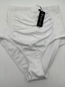 Tempt Me Women’s High waisted Swimsuit Ruched Size M White - Picture 1 of 3
