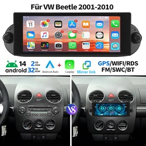 Für VW New Beetle 1C1 9C1 Android 14 Autoradio Carplay GPS Navi RDS Bluetooth - Bild 1 von 13