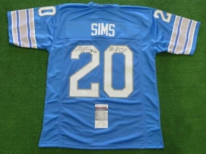 BILLY SIMS DETROIT LIONS SIGNED PRO STYLE FOOTBALL JERSEY 80 R.O.Y. JSA PROOF - Picture 1 of 6
