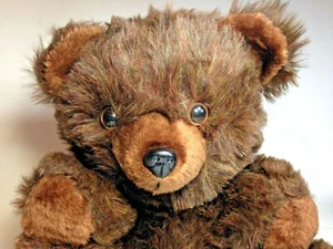 Vintage Teddy Bear Plush Cuddle Wit Dark Chestnut Brown Grizzly Stuffed Animal  - Picture 1 of 11
