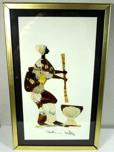 marco hecho a mano artista africana mujer cuadro collage arte de mariposas reales - Imagen 1 de 12