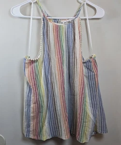 For The Republic Colorful Striped Accented Tank Top Size Large Linen - Picture 1 of 6