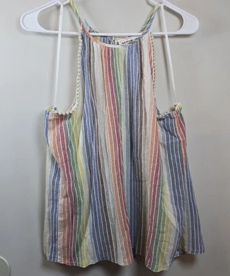 For The Republic Colorful Striped Accented Tank Top Size Large Linen - Image 1 of 4