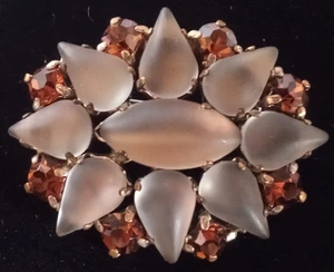 Broche de diamantes de imitación gris/ámbar hecho en Alemania - Imagen 1 de 2
