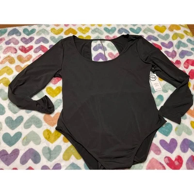 Black Long Sleeve Bodysuit Open Back Party Night Out Top - Image 1 of 2