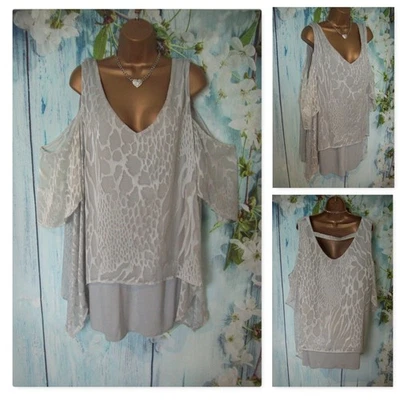 EVANS LIVE UNLIMITED TOP SIZE 22, Silver Cold shoulder Layer Occasion Kimono - Image 1 of 4