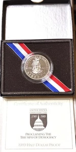 1989-S Proclaiming the Triumph of Democracy Half Dollar Proof w/Box & COA - Picture 1 of 6