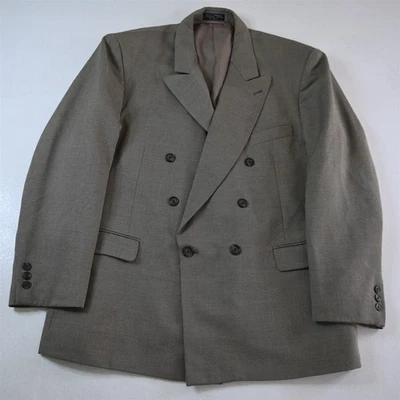 Chaqueta Blazer Abrigo Deportivo De Colección Para Hombres Doble Pecho 46R Marrón Tostado Ojo de Pájaro Lana Foto 1 de 4