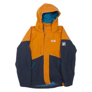 JACK WOLFSKIN Boys Jacket Orange Hooded Colourblock S - Picture 1 of 6