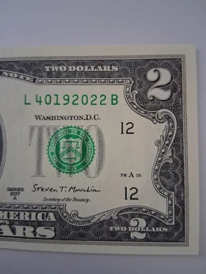 APRIL 19 2022 Birthday Date Note Fancy Serial Number Two Dollar Bill Crisp UNC - Image 1 of 4