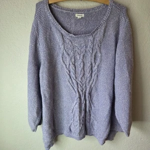Westport Gr. S Pullover mit Zopfmuster von Dressbarn lila metallic Übergröße 3X - Bild 1 von 14