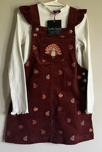 CYNTHIA ROWLEY Thanksgiving TURKEY Overall Corduroy NEW NWT DRESS 5T Turtleneck - Picture 1 of 5