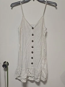 Blue Rain Women White Button Front STRAPPY Mini Dress Sundress L - Picture 1 of 9