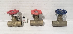3 - 3/4" Gate Valves 2 red tops and 1 blue top - Picture 1 of 4