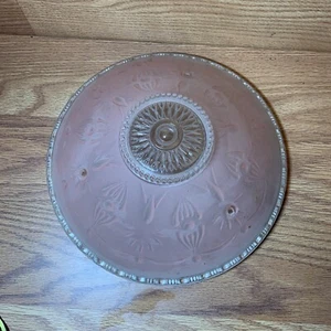 VTG 10” Pink Glass Art Deco Ceiling Light Fixture Cover Shade 3Hole Chain - Picture 1 of 4