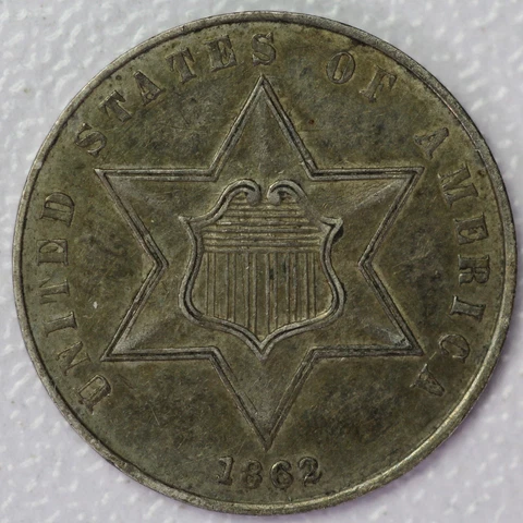 1862 Three Cent Silver - AU++ Cover