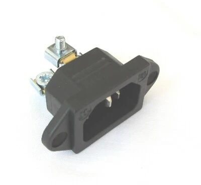 IEC Appliance inlet C13 Kaiser 781 10a panel screw mounted with screw tags - Image 1 of 4