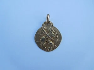 Rare Beautiful French Art Nouveau 1910-23 18K Gold Saint George Dragon Pendant🐉 - Picture 1 of 12