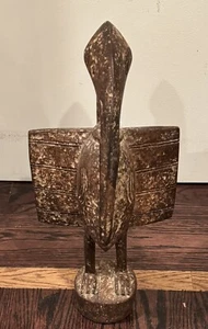 Vtg Hand Carved Senufo Sejen Bird Statue Wood Good Luck Fortune Hornbill Figure - Picture 1 of 8