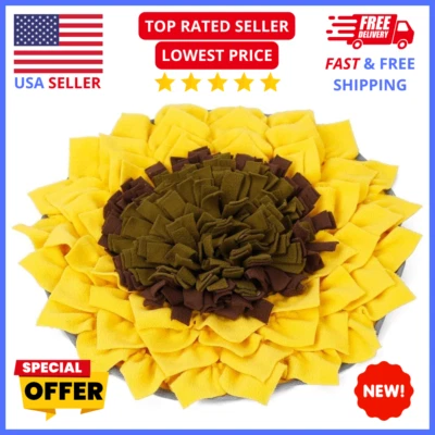 Dog Snuffle Mat 19x19" – Sunflower Slow Feeder Puzzle Toy for Dogs & Puppies - Image 1 of 4