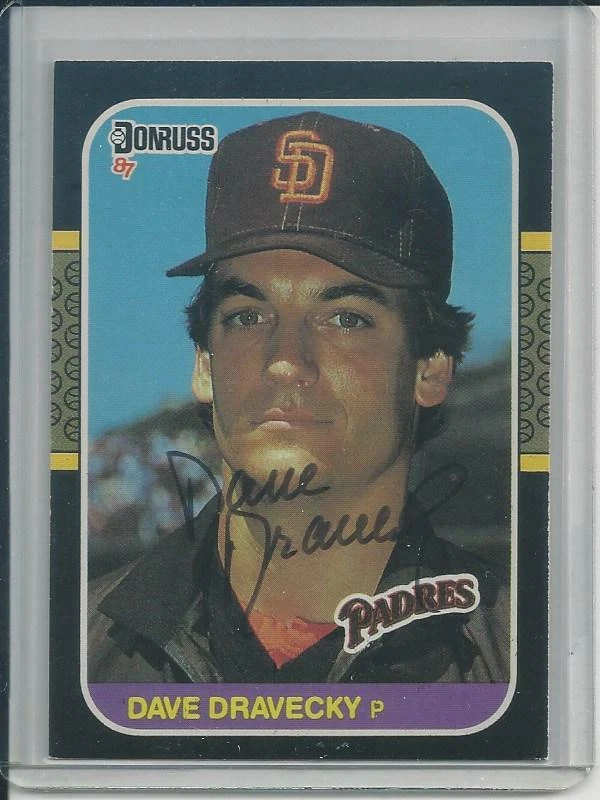 SAN DIEGO PADRES DAVE DRAVECKY 1987 DONRUSS SIGNED CARD # 187 AUTO - Image 1 of 1