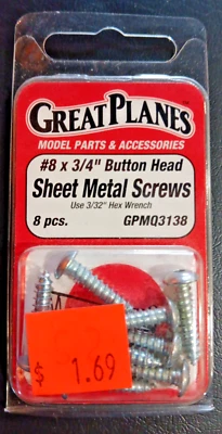 GREAT PLANES PN #GPMQ3138~NIP~ #8 X 3/4" BUTTON HEAD SHEET METAL SCREWS - Image 1 of 2