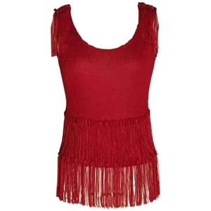 VTG Issey Miyake Me Red Fringe Crinkle Pleat Tank Top XS/S - Bild 1 von 5