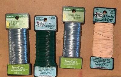 3 个全线轴 + 1 二手(银色)纤维工艺 26 号彩色花艺线 270' Ea — 第 1/2 张图片