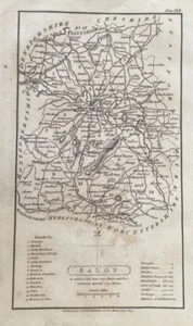 ANTIQUE MAP SHROPSHIRE 1824 BY BENJAMIN CAPPER PUBLISHED BY G&WB WHITTACKER - Picture 1 of 3