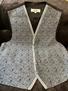 Men's After Six Blue Black Paisley Tuxedo Vest with Pattern Size Medium - Picture 1 of 7