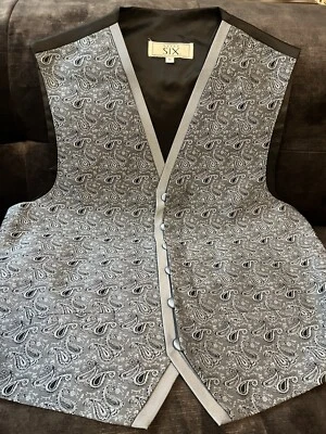 Men's After Six Blue Black Paisley Tuxedo Vest with Pattern Size Medium - Image 1 of 4