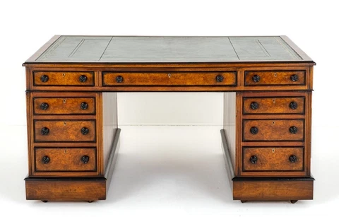 Victorian Partners Desk Antique Walnut 1870 Cover