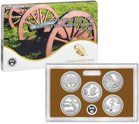 2015 Proof Quarter Parks (ATB) Set Gem DCAM (Clad) -  (OGP) 5 coins Cover