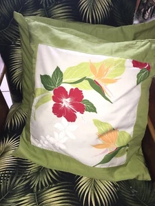 20x20 THROW PILLOW CUSHION COVER Hawaii Plumeria Bird Of Paradise Hibiscus - Picture 1 of 4