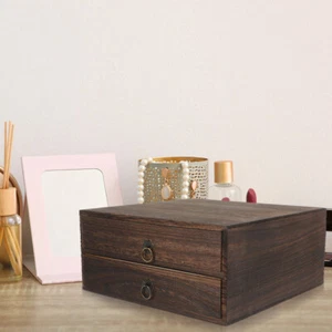 1pc Wooden Storage Box Drawer Type Sundries Organizer Box Storage Container - Picture 1 of 11