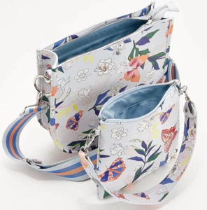 VIRAL TIKTOK CORE Double Entry SPRING Handbag Purse Tote Butterfly Floral VEGAN - Picture 1 of 16