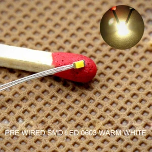 T0603WM 20 pièces micro fil PTFE pré-câblé blanc chaud SMD DEL 0603 lumières - Photo 1/9