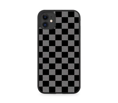Grey and Black Chequered Pattern Rubber Phone Case | Light Silver Novelty B729 - Image 1 of 2