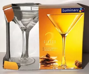 Brand New Rare Luminarc Martini 2 Piece Glasses Set 7 1/4 OZ. Classy 6 3/4" Tall - Picture 1 of 8