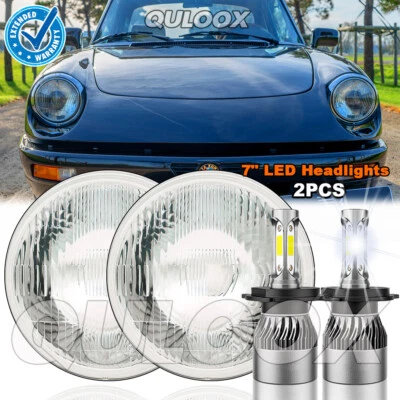 Pair 7" Inch Round LED Headlights For Alfa Romeo Spider 1988-1994 Plymouth - Image 1 of 4